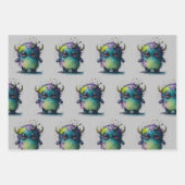 可愛いが怖い漫画のモンスターデザイン ラッピングペーパーシート (正面3)