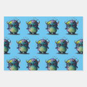 可愛いが怖い漫画のモンスターデザイン ラッピングペーパーシート (正面2)