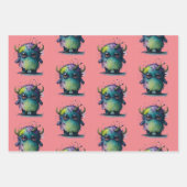 可愛いが怖い漫画のモンスターデザイン ラッピングペーパーシート (正面)