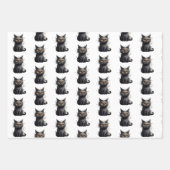 可愛いが怖い黒猫デザイン ラッピングペーパーシート (正面)