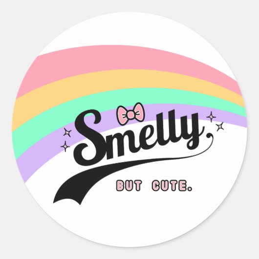 可愛いが臭い原宿パステルおもしろいレインボインピンク ラウンドシール (正面)