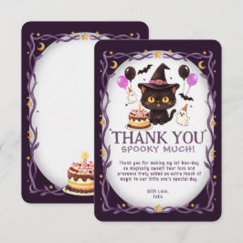 可愛いくておばけな魔女の黒猫の魔法使いの1歳の誕生日 サンキューカード