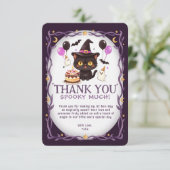 可愛いくておばけな魔女の黒猫の魔法使いの1歳の誕生日 サンキューカード (スタンド正面)