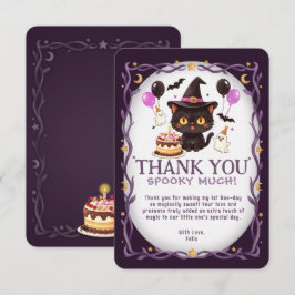 可愛いくておばけな魔女の黒猫の魔法使いの1歳の誕生日 サンキューカード