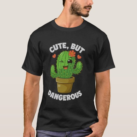 可愛いけど危険なサボテンの洒落 Tシャツ (正面)