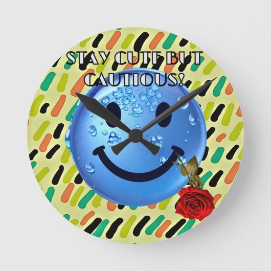 可愛いけど慎重に！ ラウンド壁時計 (正面)