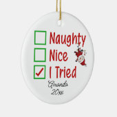 可愛いけないクリスマスのプレおもしろいゼントを試みた メタルオーナメント (右)