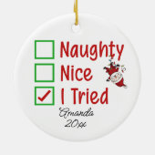 可愛いけないクリスマスのプレおもしろいゼントを試みた メタルオーナメント (裏面)