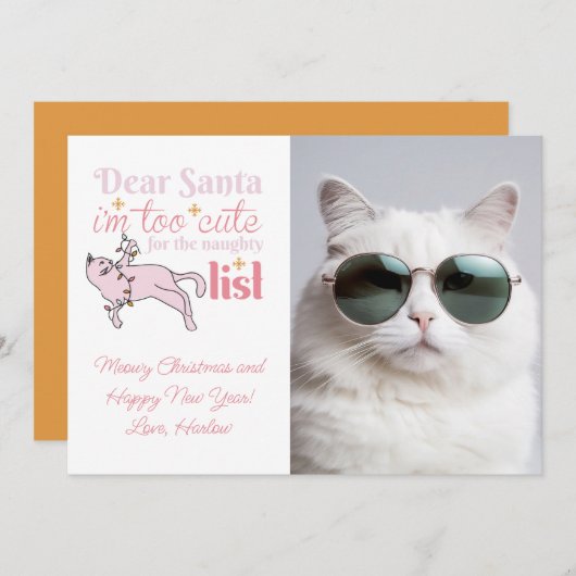 可愛いけない猫フォトクリスマス シーズンカード (正面/裏面)