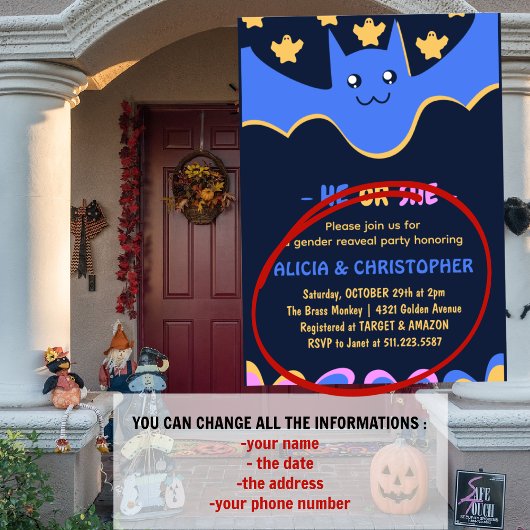 可愛いこうもりハロウィンジェンダーの登場 招待状