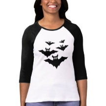 可愛いこうもりハロウィーン女性長袖Tシャツ