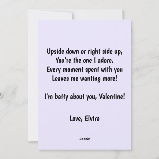 可愛いこうもりバレンタインつる私はあなたのまわりにと一緒に シーズンカード (裏面)