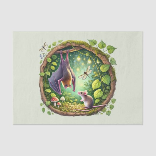 可愛いこうもりマウス愛好家のdecompage 薄葉紙 (正面)