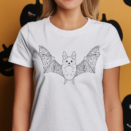可愛いこうもりミニマルラインアートハロウィーン Tシャツ