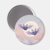 可愛いこうもり飛んでいるバイザフルムーン – マグネット (正面/裏面)