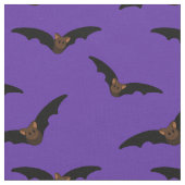 可愛いこうもり – 紫の布の模様 ファブリック (クローズアップ)