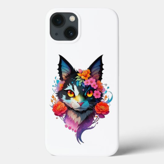 可愛いこうもりCATとflowersiPhone / iPadケース Case-Mate iPhoneケース (裏面)