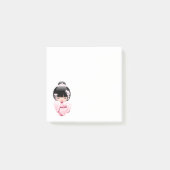 可愛いこけしドール ピンク着物 ポストイット (正面)