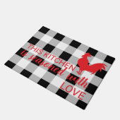 可愛いことわざとロースターグラフィック付きキッチンデコール ドアマット (アングル)