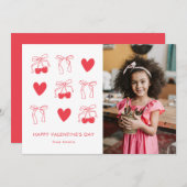 可愛いさくらんぼコケットボウレッドバレンタインデー写真 シーズンカード (正面/裏面)