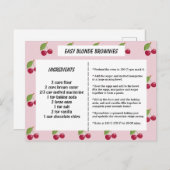 可愛いさくらんぼパターカスタムンレシピカード ポストカード (正面/裏面)