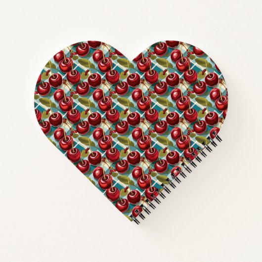 可愛いさくらんぼ市松模様にの格子模様 ノートブック (裏面)