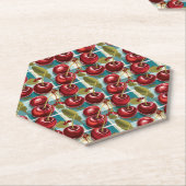 可愛いさくらんぼ市松模様にの格子模様 ペーパーコースター (アングル)
