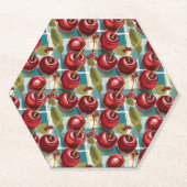 可愛いさくらんぼ市松模様にの格子模様 ペーパーコースター (正面)