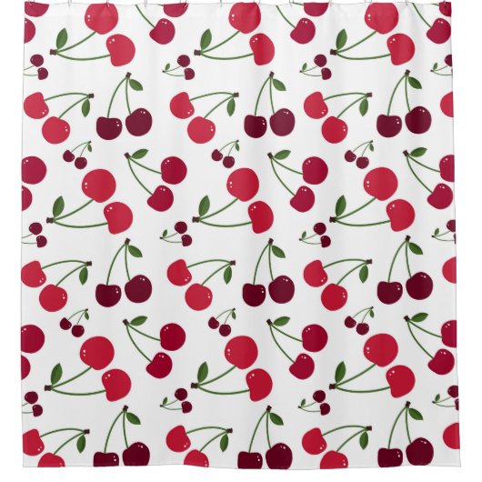 可愛いさくらんぼ柄シャワーカーテン シャワーカーテン (正面)