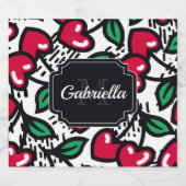 可愛いさくらんぼ柄 リキュールボトルラベル (シングルラベル)