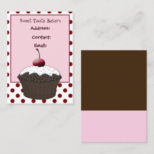 可愛いさくらんぼ甘いカップケーキビジネスカード 名刺 (正面/裏面)