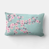 可愛いさくらんぼ花咲きピンクターコイズ ランバークッション (裏面)