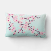 可愛いさくらんぼ花咲きピンクターコイズ ランバークッション (裏面)