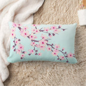 可愛いさくらんぼ花咲きピンクターコイズ ランバークッション (ブランケット)