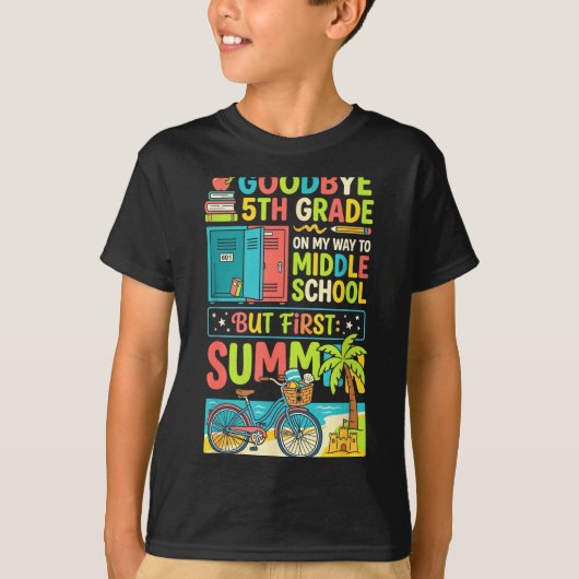 可愛いさようなら 小学校5年生 中学校夏休み Tシャツ (正面)