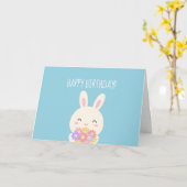 可愛いすごいかわいいバニー&フラワーズハッピーバースデー カード (黄色い花)