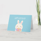 可愛いすごいかわいいバニー&フラワーズハッピーバースデー カード (正面)