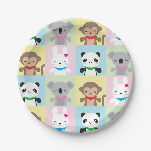 可愛いすごいかわいい動物のマスコット ペーパープレート (正面)