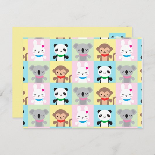 可愛いすごいかわいい動物のマスコット ポストカード (正面/裏面)