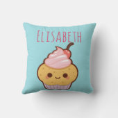 可愛いすごいかわいい甘いカップケーキモノグラム クッション (裏面)