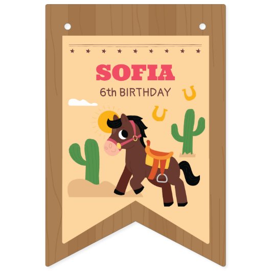 可愛いすごいウマ誕生日バンティングバナー バンティングフラッグ (第1の旗)