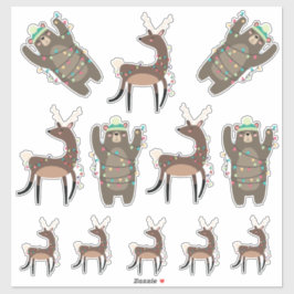 可愛いすごいクマとトナカイのクリスマス シール