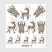 可愛いすごいクマとトナカイのクリスマス シール (シート)