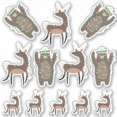 可愛いすごいクマとトナカイのクリスマス シール (正面)