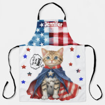 可愛いすごいタビー猫マママオールオーバープリントエプロン