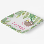 可愛いすごいナマケモノの女の子の誕生日 ペーパープレート (傾斜あり)