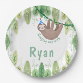 可愛いすごいナマケモノの誕生日 ペーパープレート