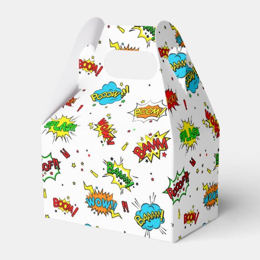 可愛いすごいヒーローのタイル模様パーティー フェイバーボックス (裏面サイド)