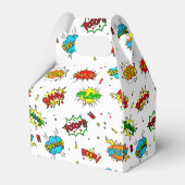 可愛いすごいヒーローのタイル模様パーティー フェイバーボックス (正面サイド)