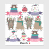 可愛いすごいミックスクリスマスベアーセット シール (シート)